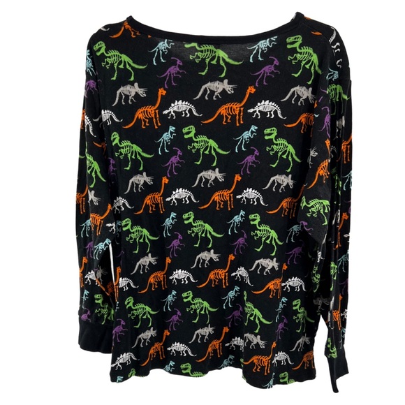 Hyde and Eek Dino skeleton long sleeve tee PJ top Halloween spooky casual plus - Picture 2 of 6